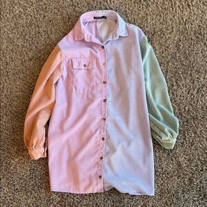 Nasty Gal Pastel Colorblock Shirt Dress
